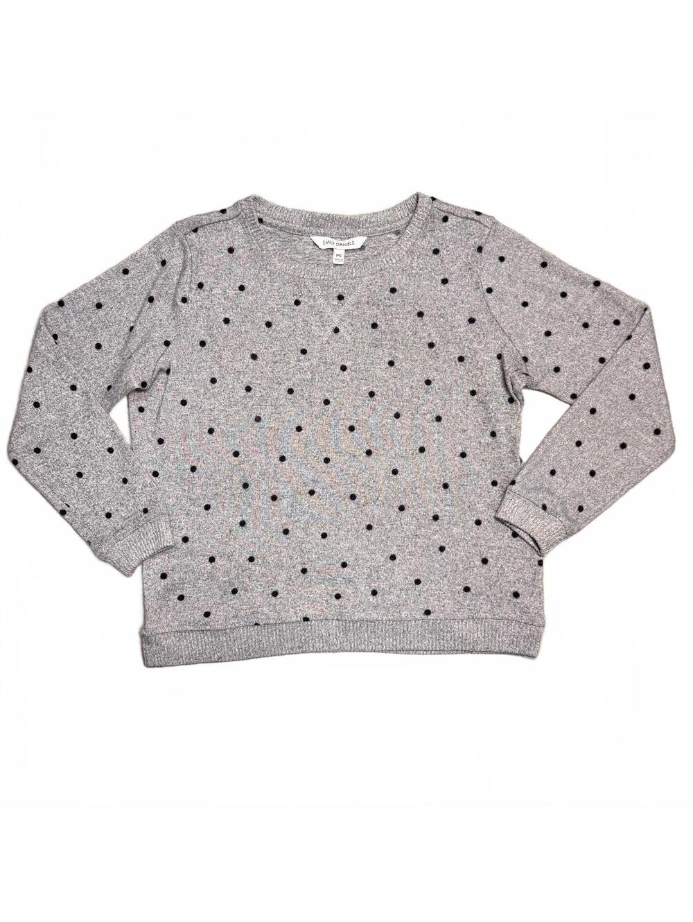 Womens Emily Daniels Gray Polka Dot Pullover Sweater PS